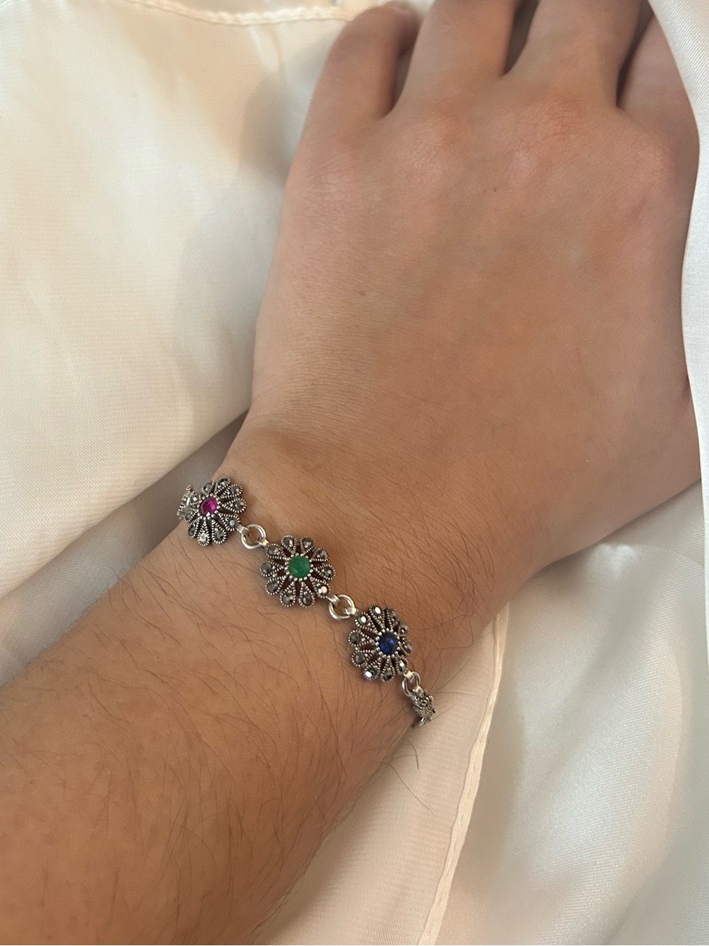 VTG Sterling Silver & Gemstone Bracelet